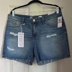 Seven7 Blue Jean Shorts with Distressed Details